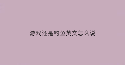 “游戏还是钓鱼英文怎么说(钓鱼和打游戏)