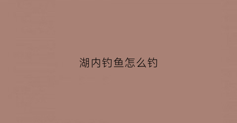 湖内钓鱼怎么钓(湖里面钓鱼技巧)