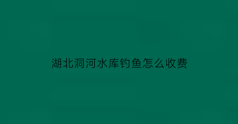 湖北洞河水库钓鱼怎么收费(洞坑水库钓鱼收费吗)