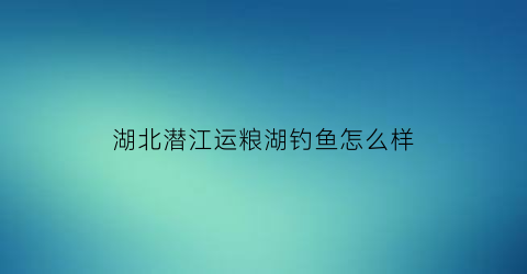 湖北潜江运粮湖钓鱼怎么样(潜江市运粮湖农场是什么级别)