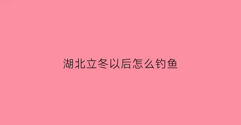 湖北立冬以后怎么钓鱼(湖北立春后钓鱼)