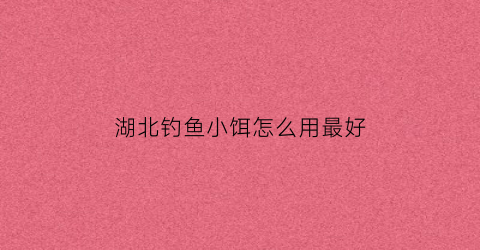 湖北钓鱼小饵怎么用最好(湖北生产的钓鱼饵料有哪些品牌)