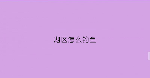 湖区怎么钓鱼(湖边怎么钓鱼)