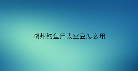 “湖州钓鱼用太空豆怎么用(钓鱼太空豆是怎么用的)