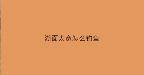 湖面太宽怎么钓鱼(湖面浪大怎么钓鱼)