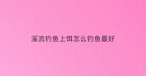 “溪流钓鱼上饵怎么钓鱼最好(溪流钓鱼用什么饵料)