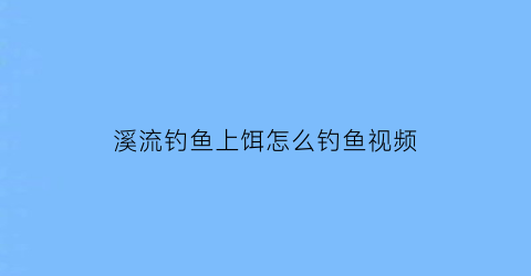 “溪流钓鱼上饵怎么钓鱼视频(溪流钓视频教学)