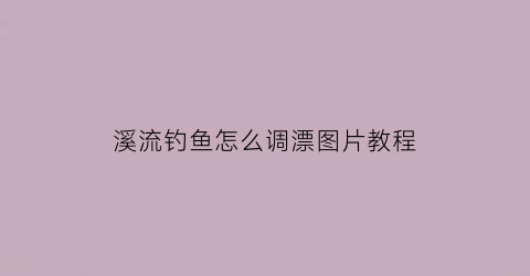溪流钓鱼怎么调漂图片教程(溪流钓鱼的三种钓法)