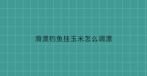 “滑漂钓鱼挂玉米怎么调漂(钓滑漂技巧)