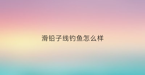 滑铅子线钓鱼怎么样