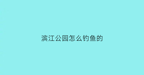 滨江公园怎么钓鱼的