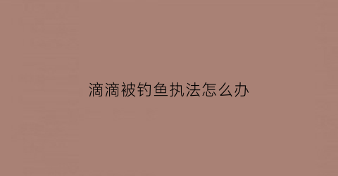 滴滴被钓鱼执法怎么办