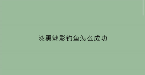 漆黑魅影钓鱼怎么成功(漆黑的魅影垂钓技巧)