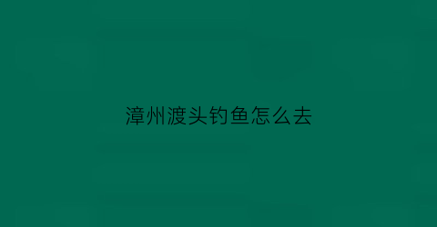漳州渡头钓鱼怎么去(漳州港哪里可以海钓)