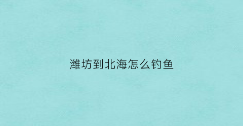 “潍坊到北海怎么钓鱼(潍坊去北海沙滩路线图)