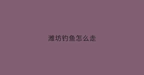 潍坊钓鱼怎么走(潍坊哪里有钓鱼的好地方)