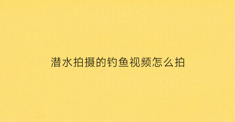 潜水拍摄的钓鱼视频怎么拍(潜水自拍怎么拍的)