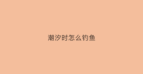 潮汐时怎么钓鱼(潮汐时怎么钓鱼最好)