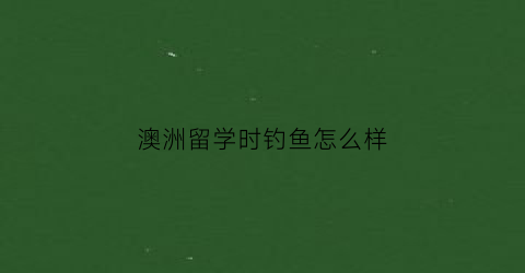澳洲留学时钓鱼怎么样(澳洲留学很水)