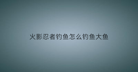 “火影忍者钓鱼怎么钓鱼大鱼(火影忍者钓鱼连点器怎么设置)