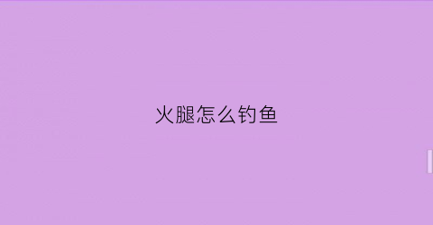 火腿怎么钓鱼
