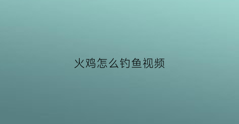 火鸡怎么钓鱼视频(火鸡饲养视频)