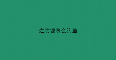 烂底塘怎么钓鱼(烂泥塘是什么样子)