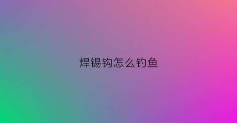 焊锡钩怎么钓鱼(焊锡钩怎么钓鱼用)