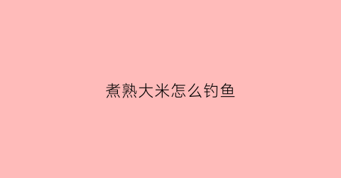 煮熟大米怎么钓鱼(蒸熟的大米钓鱼怎么样)