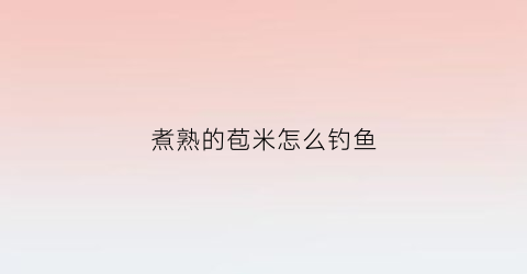 煮熟的苞米怎么钓鱼(煮熟的苞米能钓鱼吗)