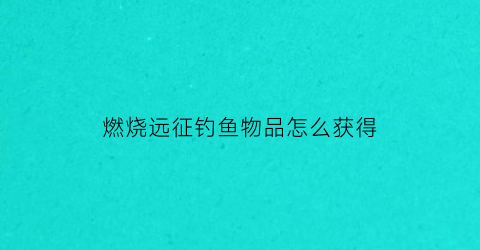 “燃烧远征钓鱼物品怎么获得(燃烧的远征钓鱼怎么赚钱)