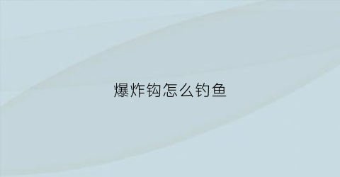 “爆炸钩怎么钓鱼(爆炸钩钓鱼视频教程)