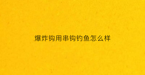 “爆炸钩用串钩钓鱼怎么样(爆炸钩串钩组合用法)