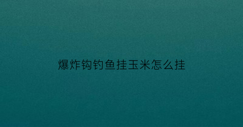 “爆炸钩钓鱼挂玉米怎么挂(爆炸钩每个钩子能挂玉米粒用吗)