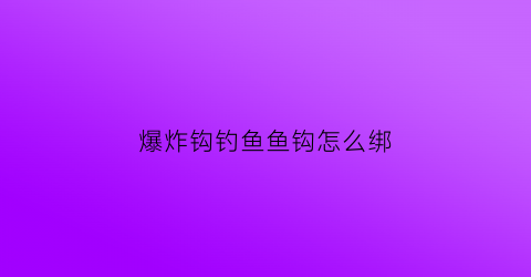 “爆炸钩钓鱼鱼钩怎么绑(爆炸钩钓组的绑法图解)