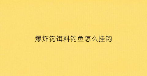 爆炸钩饵料钓鱼怎么挂钩