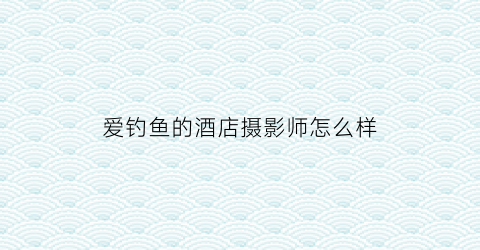 爱钓鱼的酒店摄影师怎么样(爱钓鱼官网)