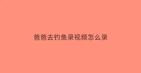 爸爸去钓鱼录视频怎么录(爸爸去钓鱼儿子钓妈妈免费)