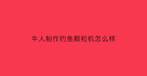 牛人制作钓鱼颗粒机怎么样(牛人制作钓鱼颗粒机怎么样啊)