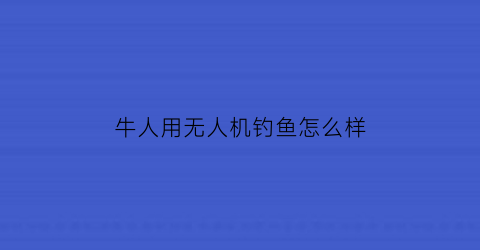 “牛人用无人机钓鱼怎么样(无人机能钓多重的东西)