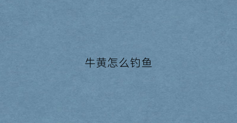 牛黄怎么钓鱼(牛黄做什么用)