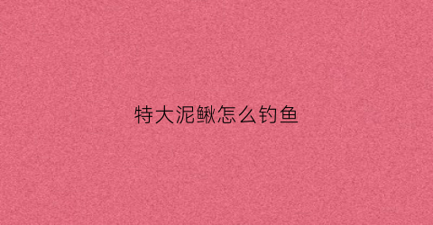 特大泥鳅怎么钓鱼(比较大的泥鳅怎么做好吃)