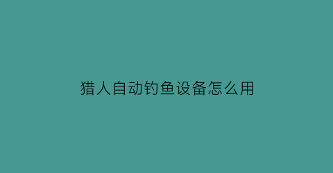 猎人自动钓鱼设备怎么用(猎人怎么自动攻击)