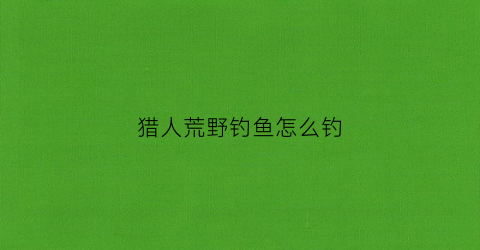 猎人荒野钓鱼怎么钓(猎人荒野攻略)