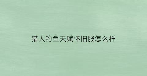 猎人钓鱼天赋怀旧服怎么样(魔兽世界怀旧服猎人用什么天赋)