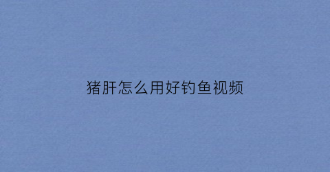 猪肝怎么用好钓鱼视频(怎样用猪肝钓鱼)