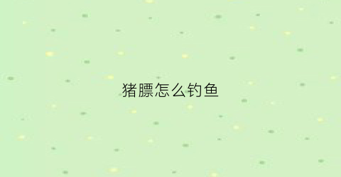 猪膘怎么钓鱼