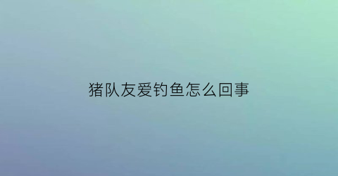 猪队友爱钓鱼怎么回事(猪队友太坑怎么办)