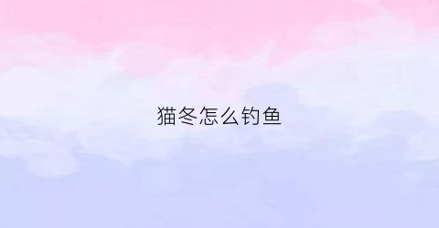猫冬怎么钓鱼(如何猫冬)