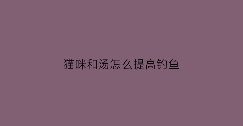 猫咪和汤怎么提高钓鱼(怎么给猫咪做鲫鱼汤喝)